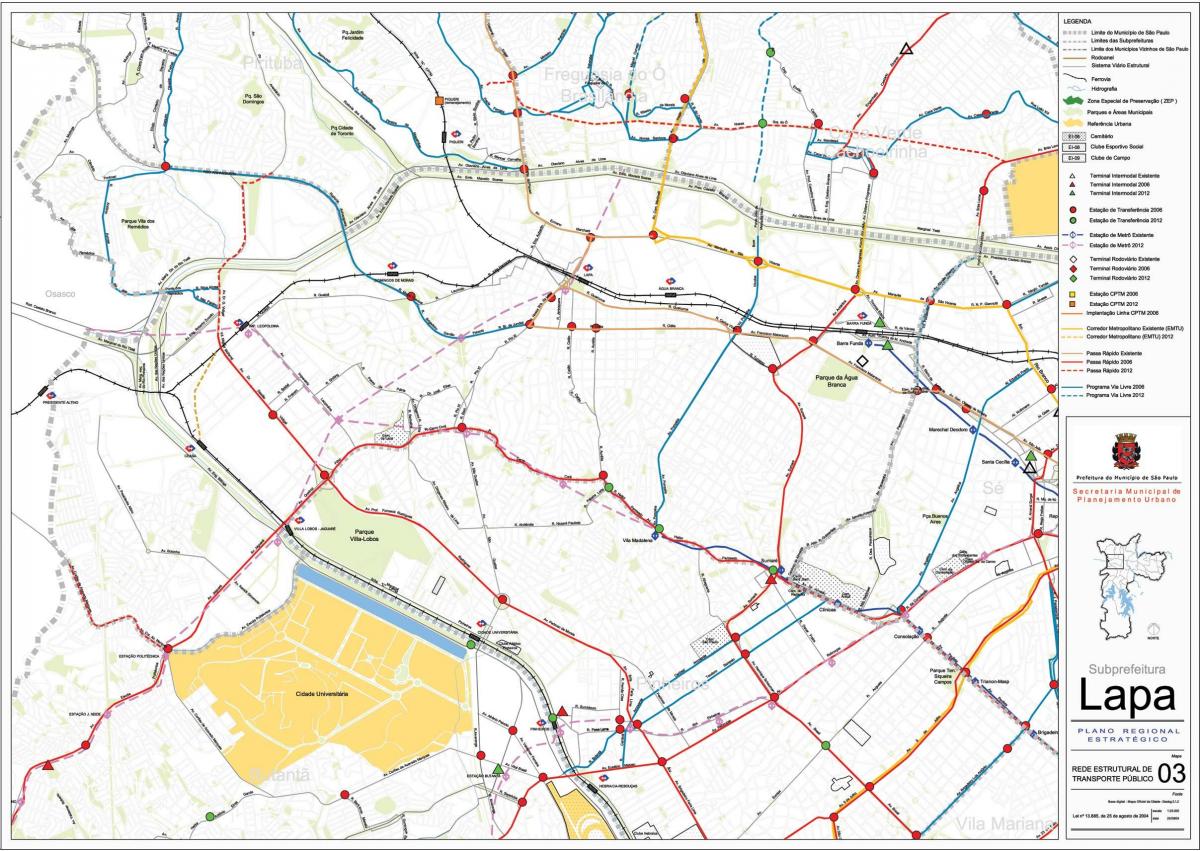 Karta på Lapa-São Paulo - kollektivtrafiken