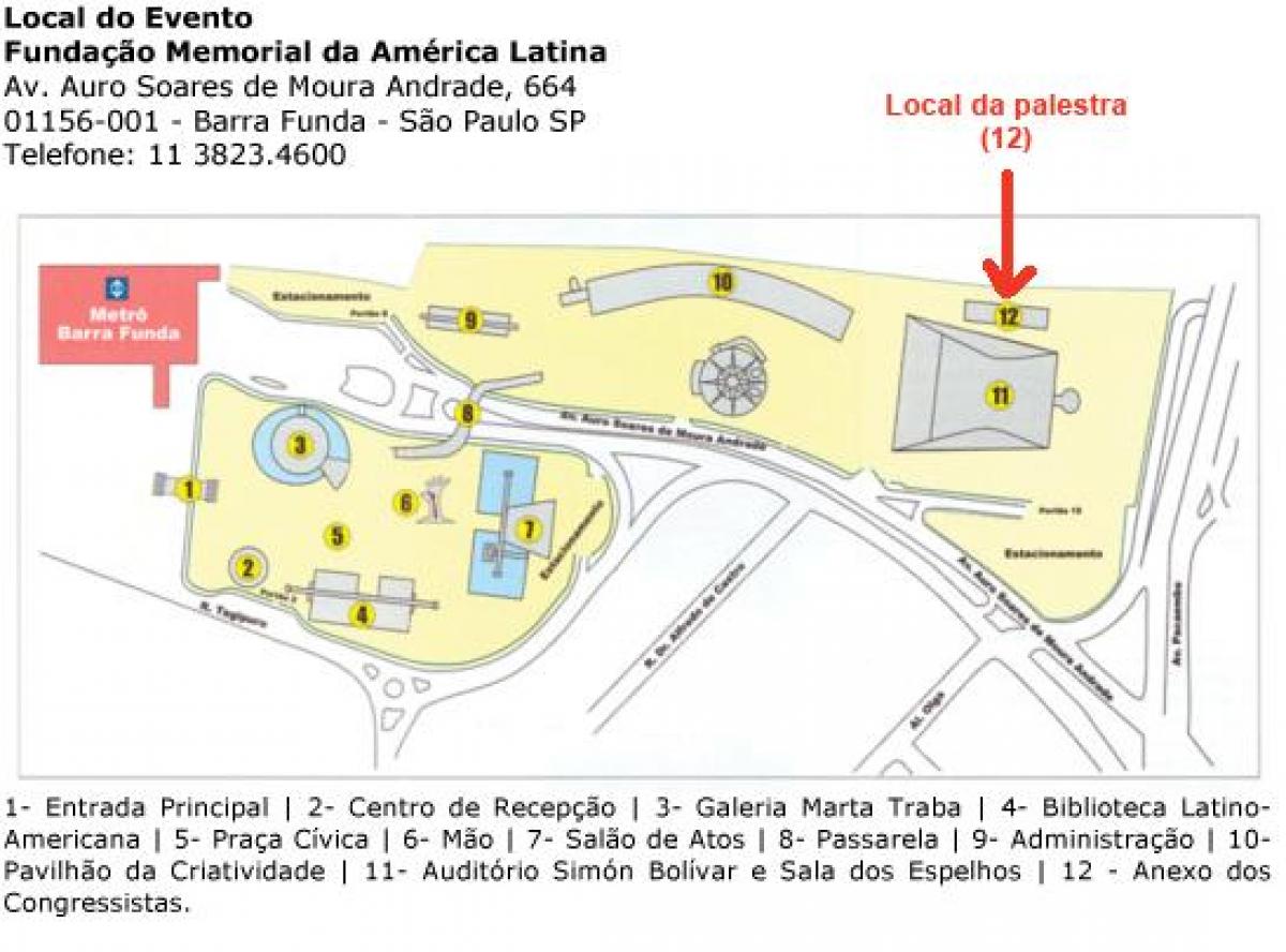 Karta över latinamerika Memorial São Paulo