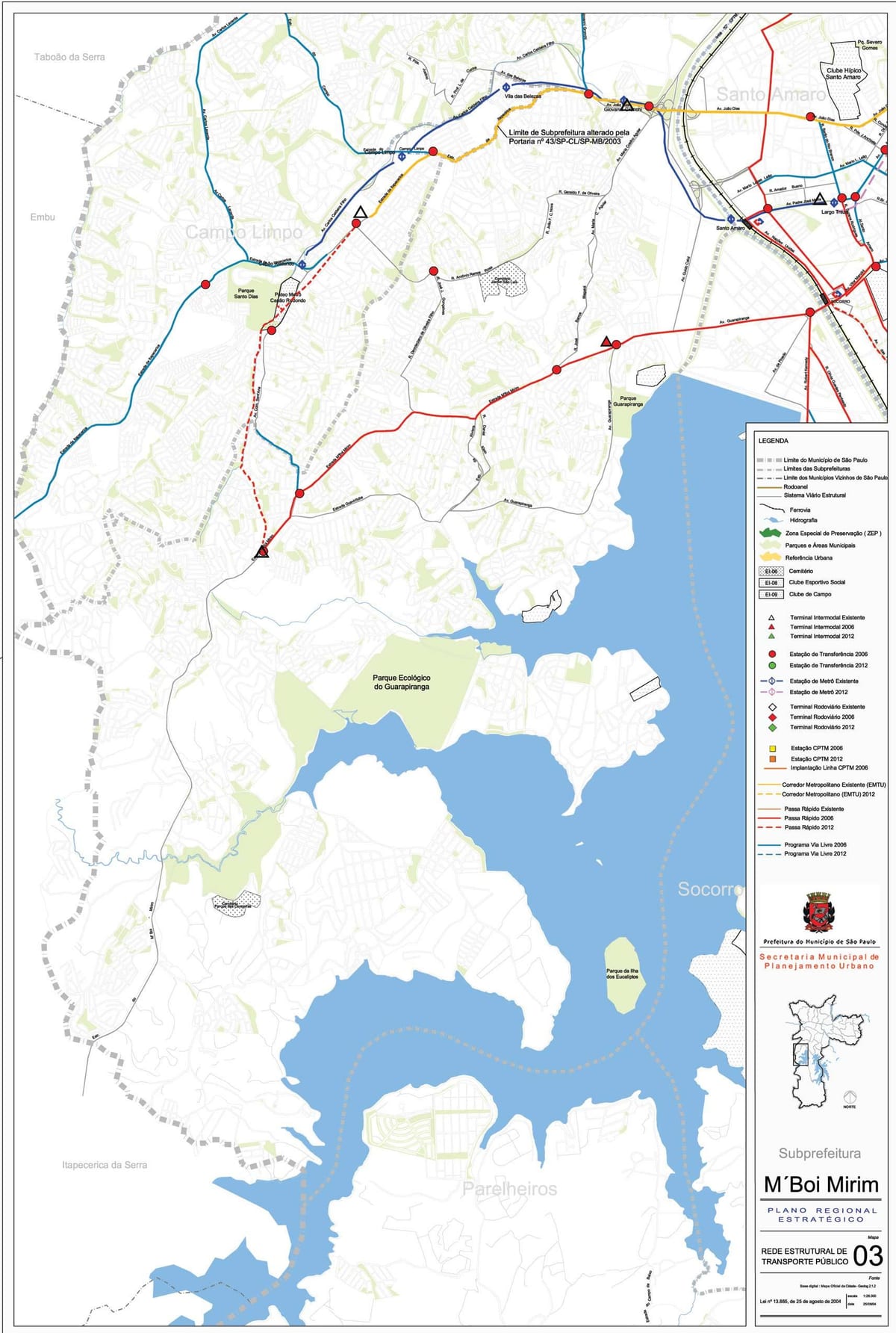 Karta över M'Boi Mirim São Paulo - kollektivtrafiken
