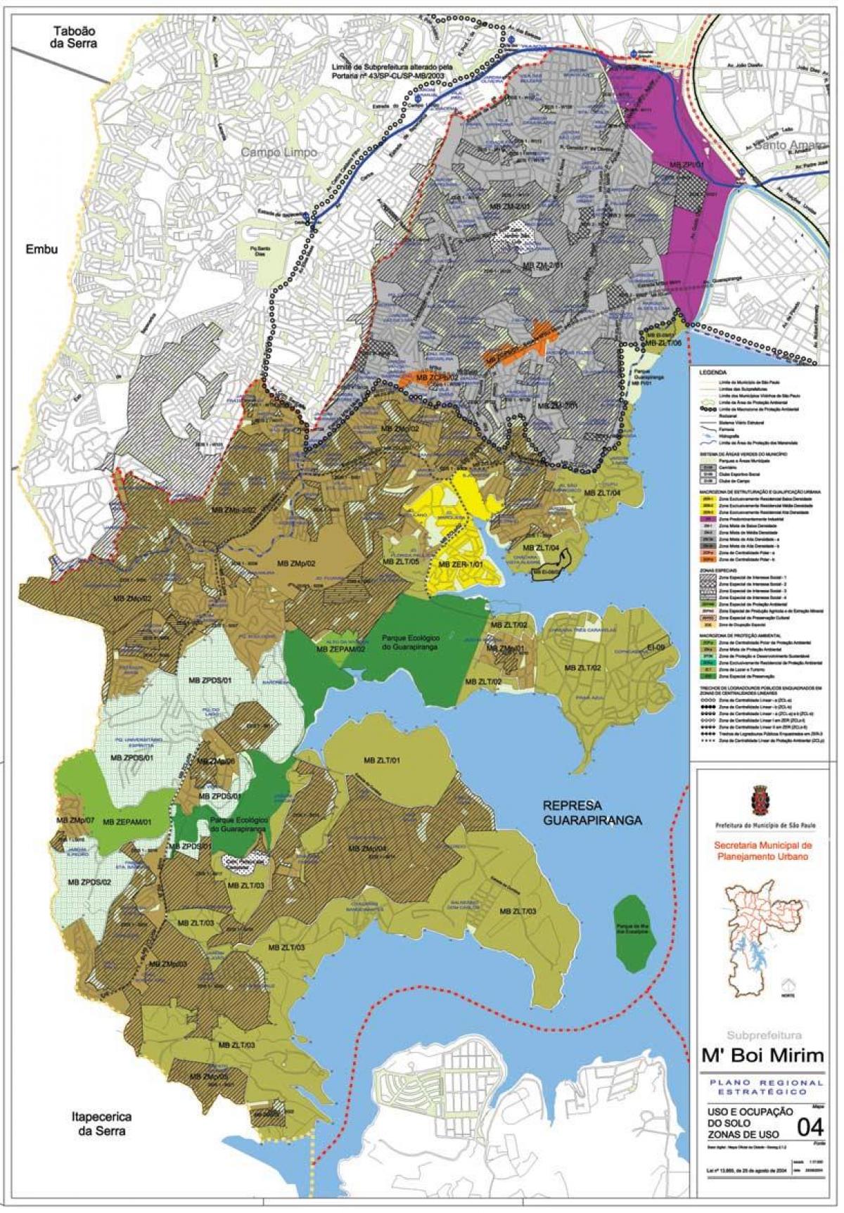 Karta över M'Boi Mirim São Paulo - Ockupationen av mark