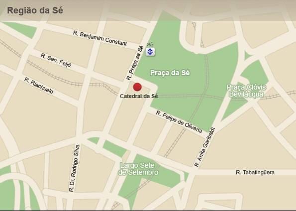 Karta över metropolitan katedralen i São Paulo