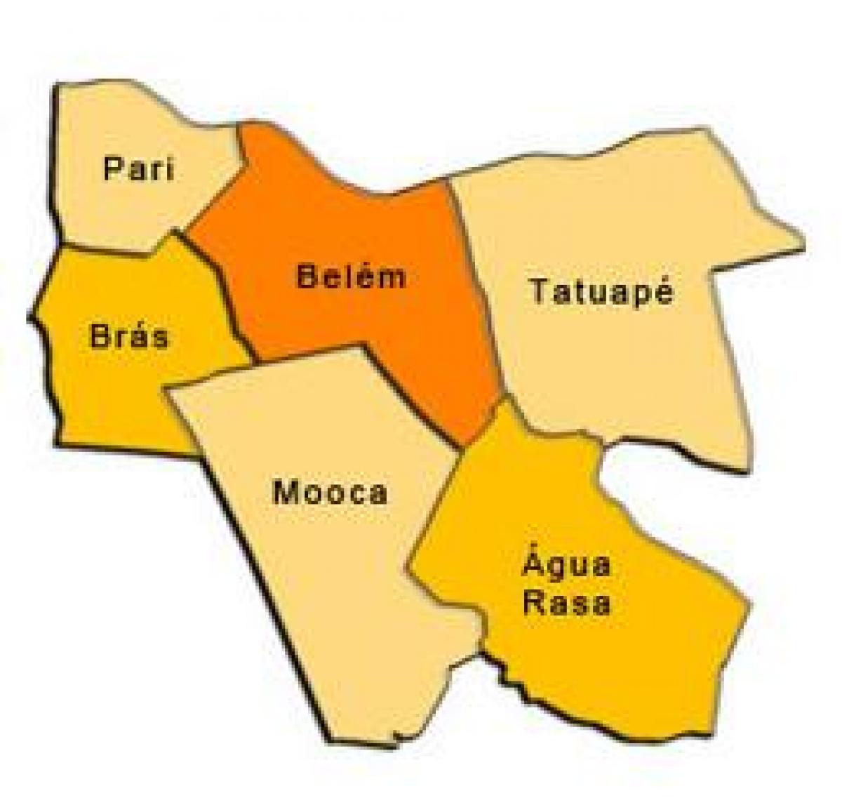 Karta över Mooca sub-prefekturen