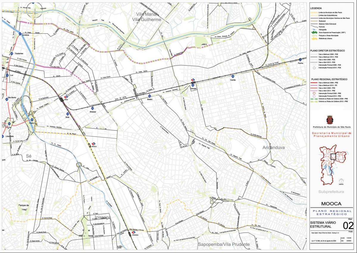 Karta över Mooca São Paulo - Vägar