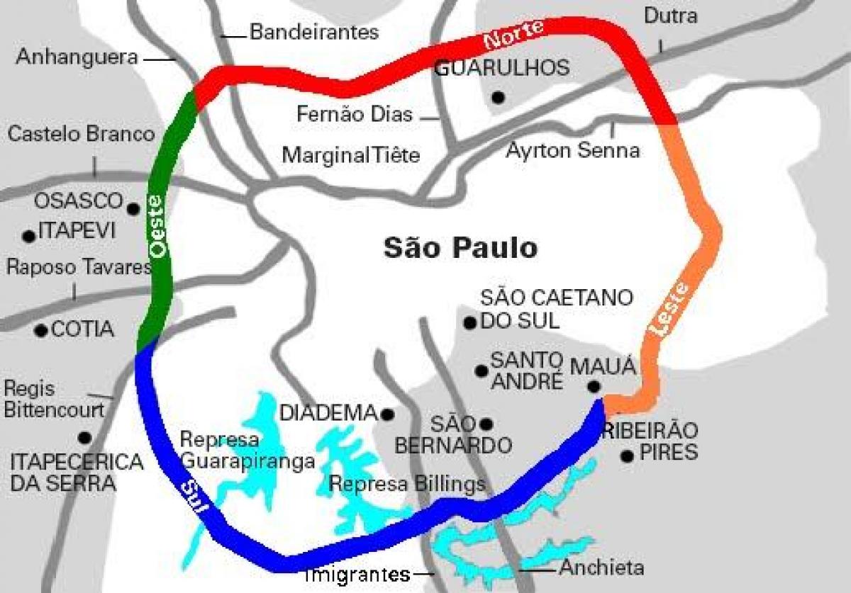 Karta över Mário Covas highway - SP 21