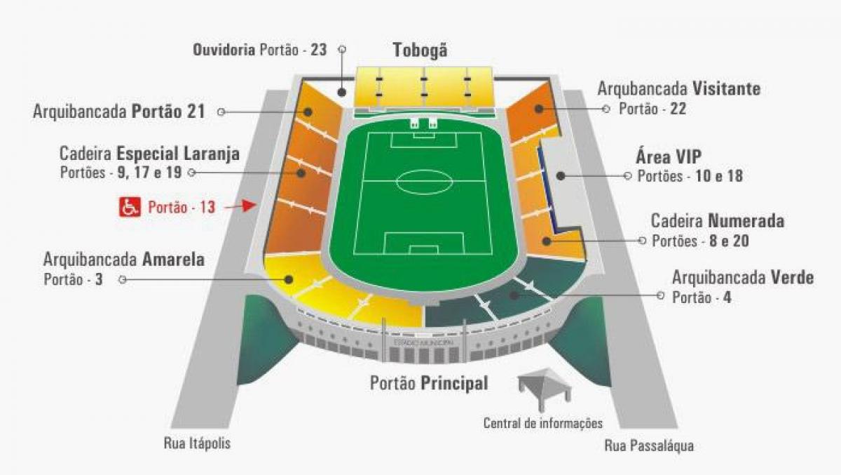Karta över Pacaembu-stadion