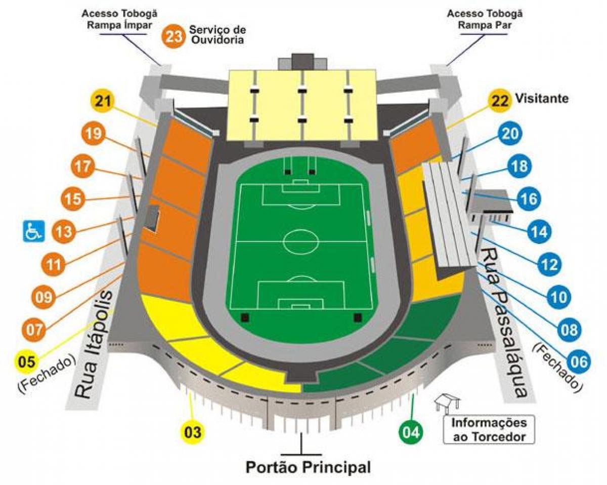 Karta över Pacaembu São Paulo stadion