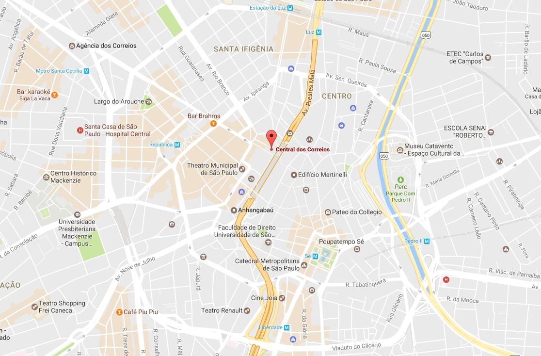 Karta över Palácio dos Correios São Paulo