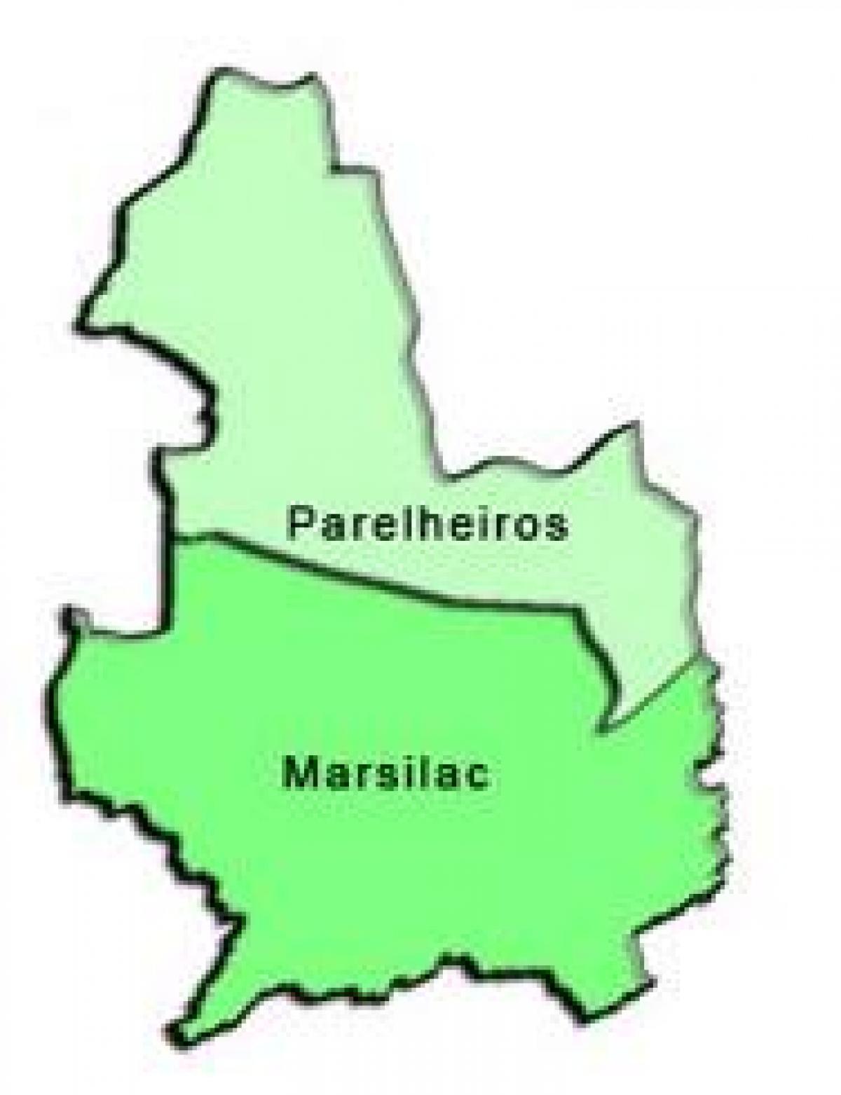 Karta över Parelheiros sub-prefekturen