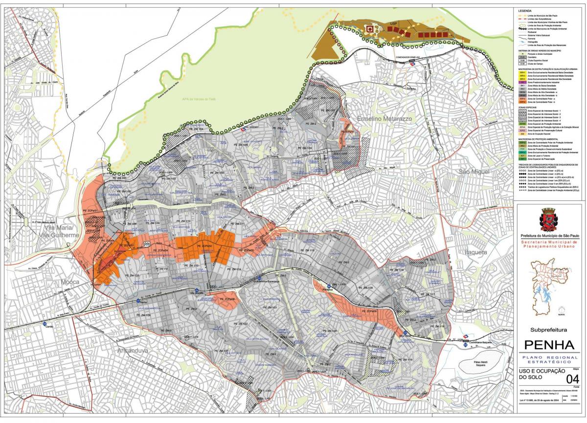 Karta över Penha São Paulo - Ockupationen av mark