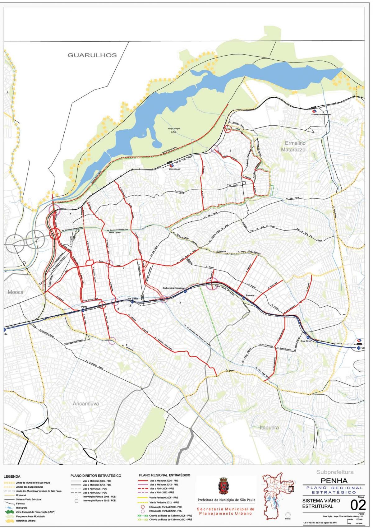 Karta över Penha São Paulo - Vägar