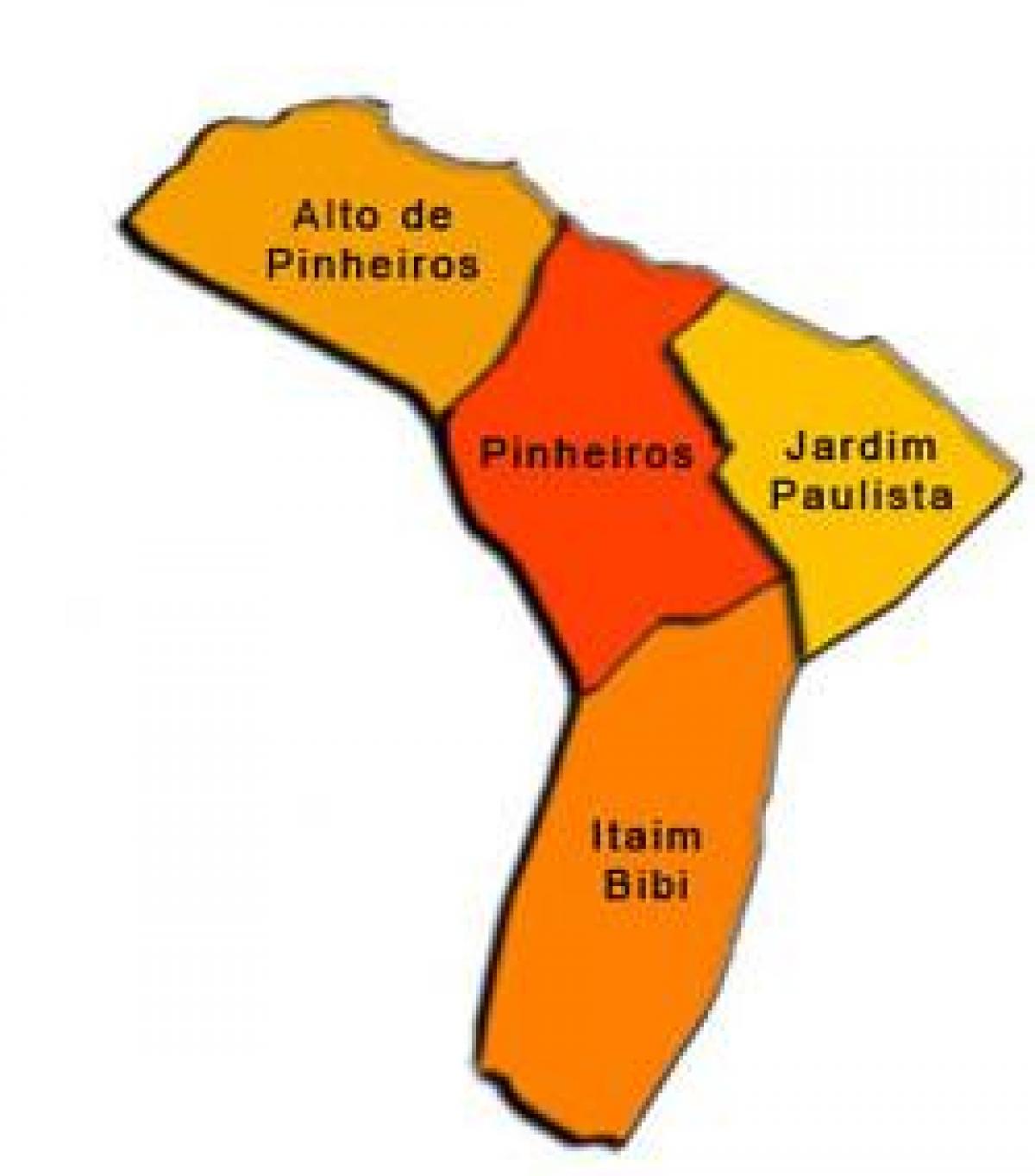 Karta av Pinheiros sub-prefekturen