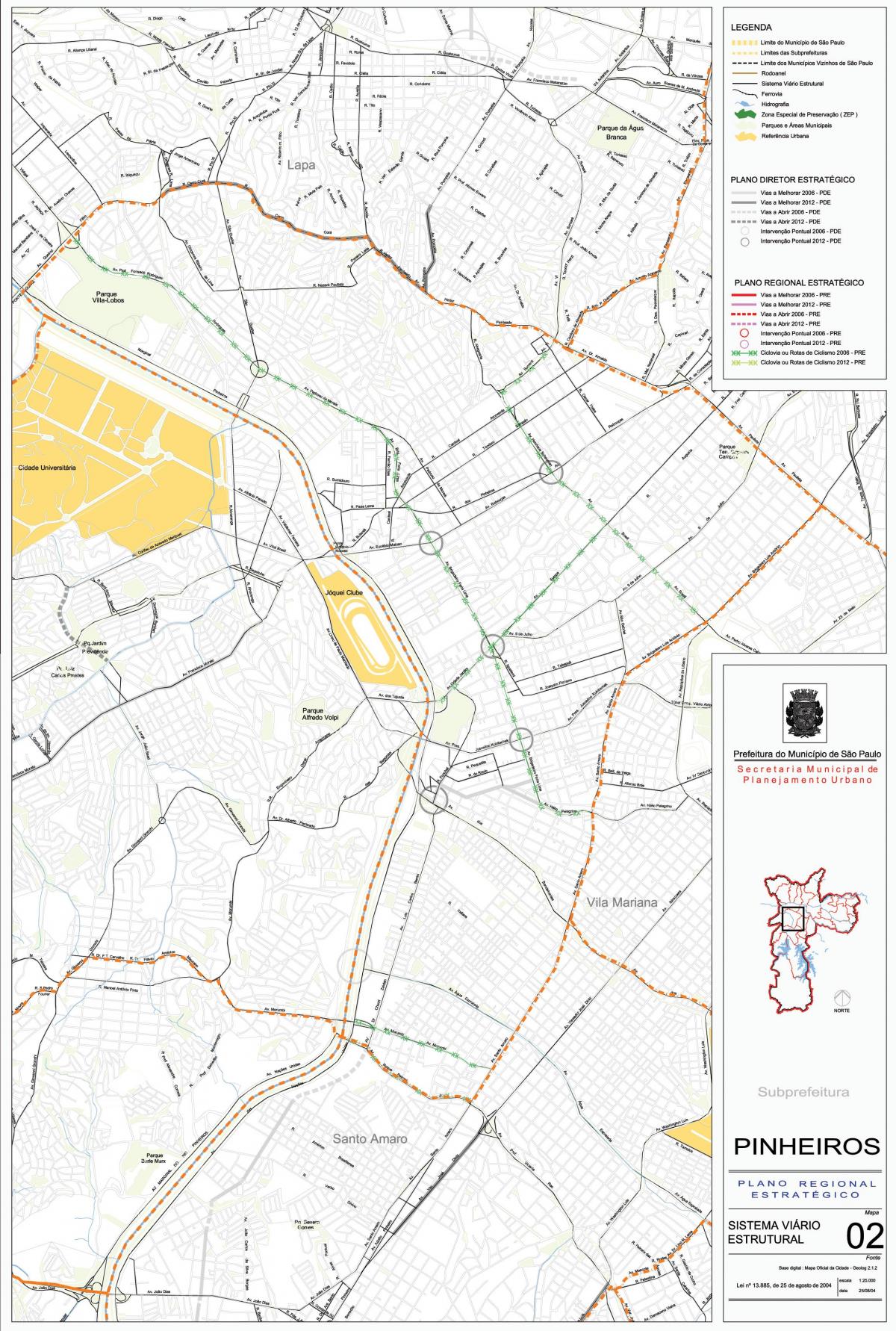 Karta över São Paulo Pinheiros - Vägar