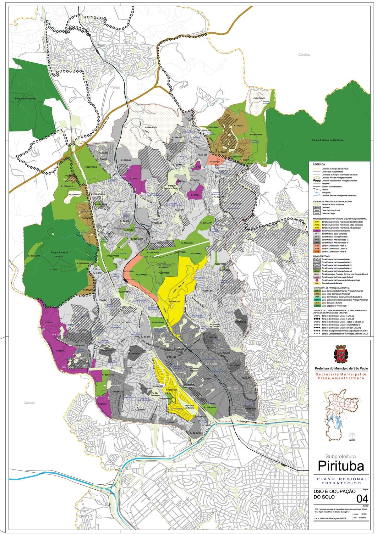 Karta över Pirituba-Jaraguá São Paulo - Ockupationen av mark