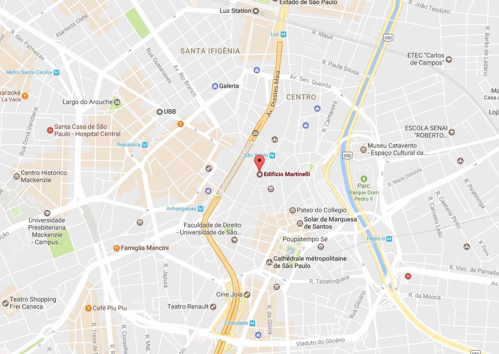 Karta över Prédio Martinelli
