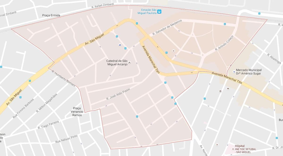 Karta över São Miguel Paulista i São Paulo