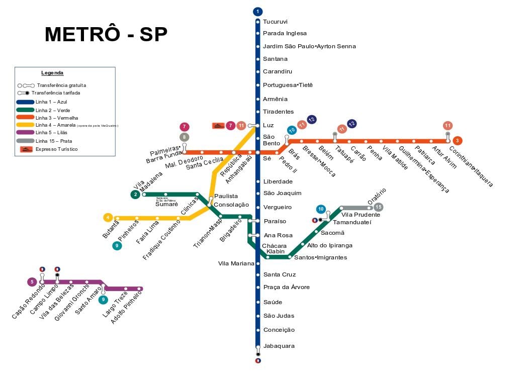 Karta över São Paulo metro