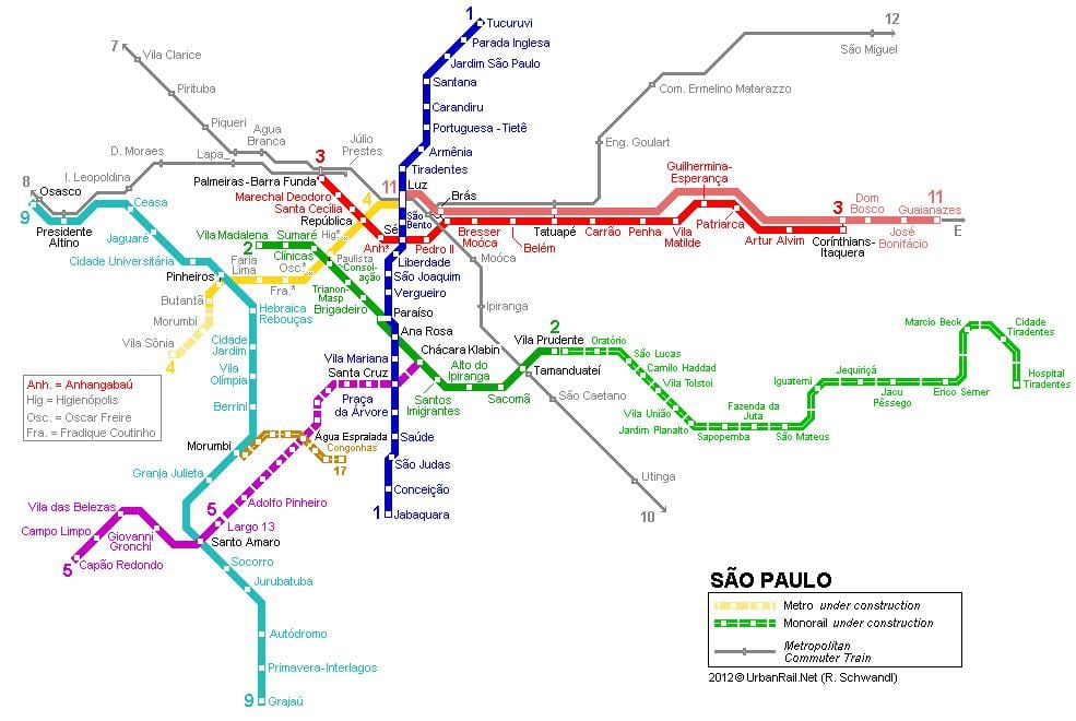 Karta över São Paulo monorail