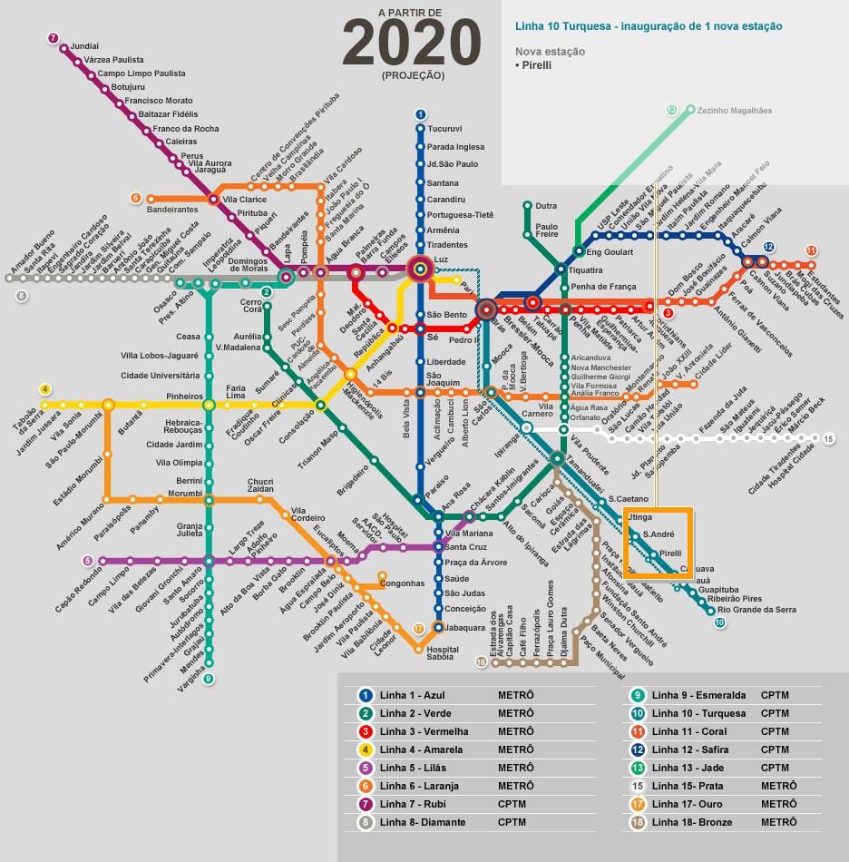 Karta över São Paulo-nätverk metro