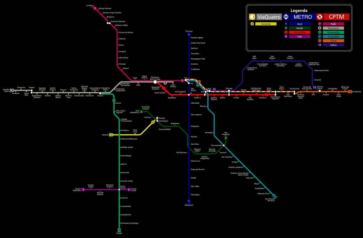 Karta över São Paulo PAULO metro