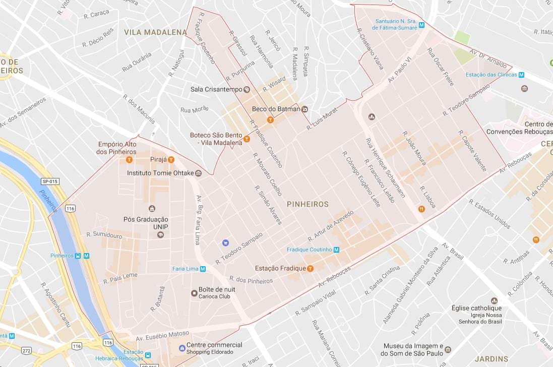 Karta över São Paulo Pinheiros
