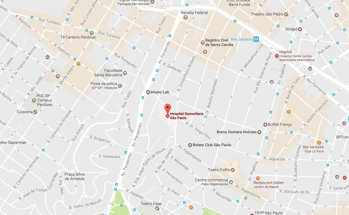 Karta över Samaritano São Paulo hospital