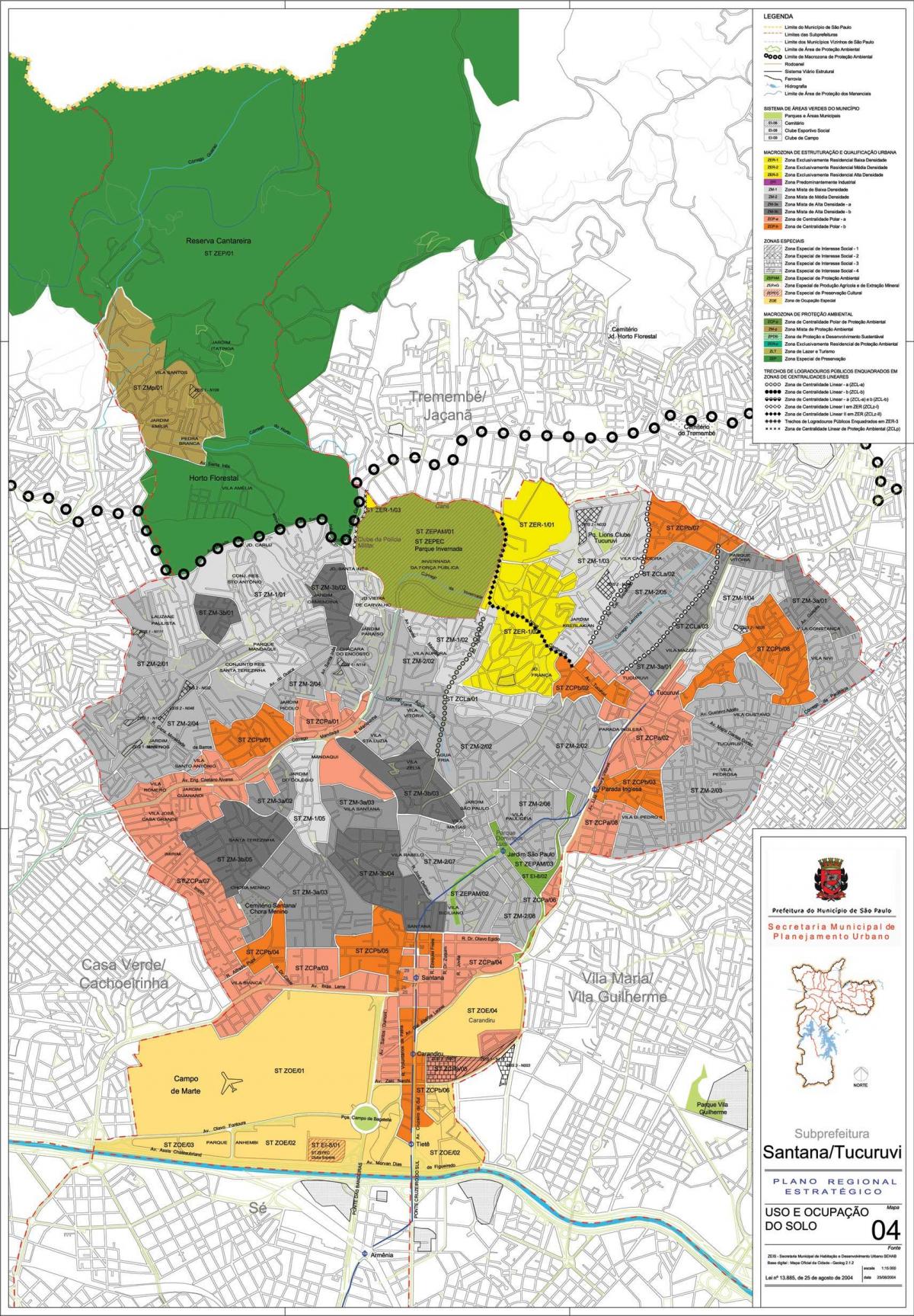 Karta över Santana São Paulo - Ockupationen av mark