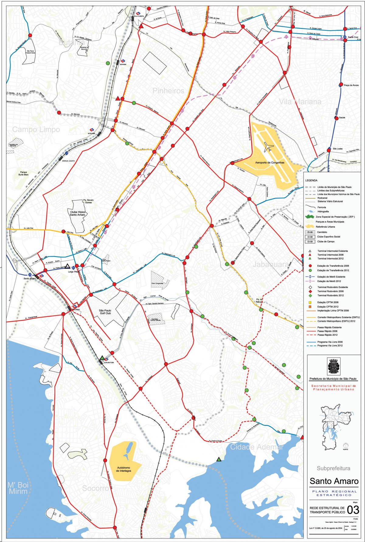 Karta över São Paulo-Santo Amaro - kollektivtrafiken