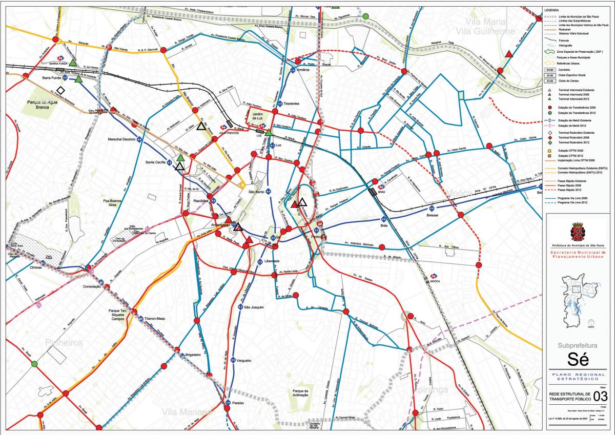 Karta i Se São Paulo - kollektivtrafiken