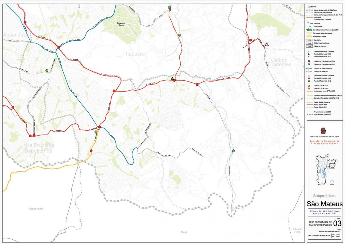 Karta över São Mateus São Paulo - kollektivtrafiken