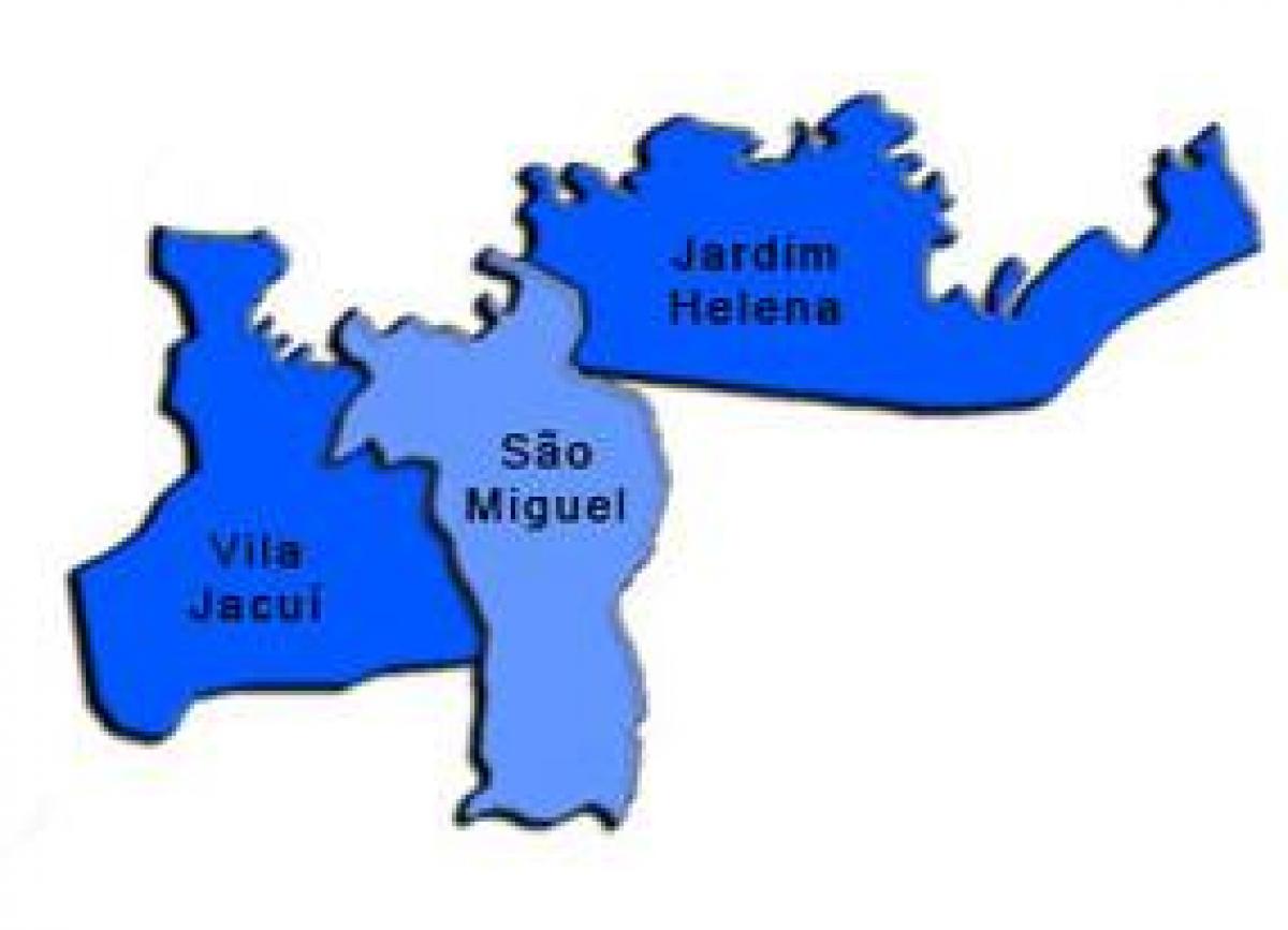 Karta över São Miguel Paulista sub-prefekturen