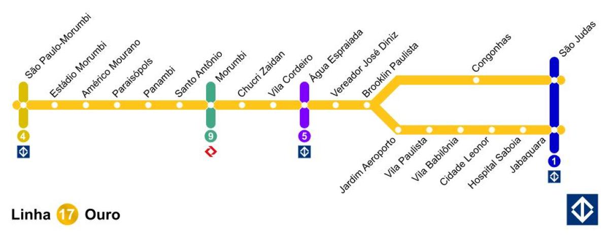 Karta över São Paulo monorail - Linje 17 - Guld