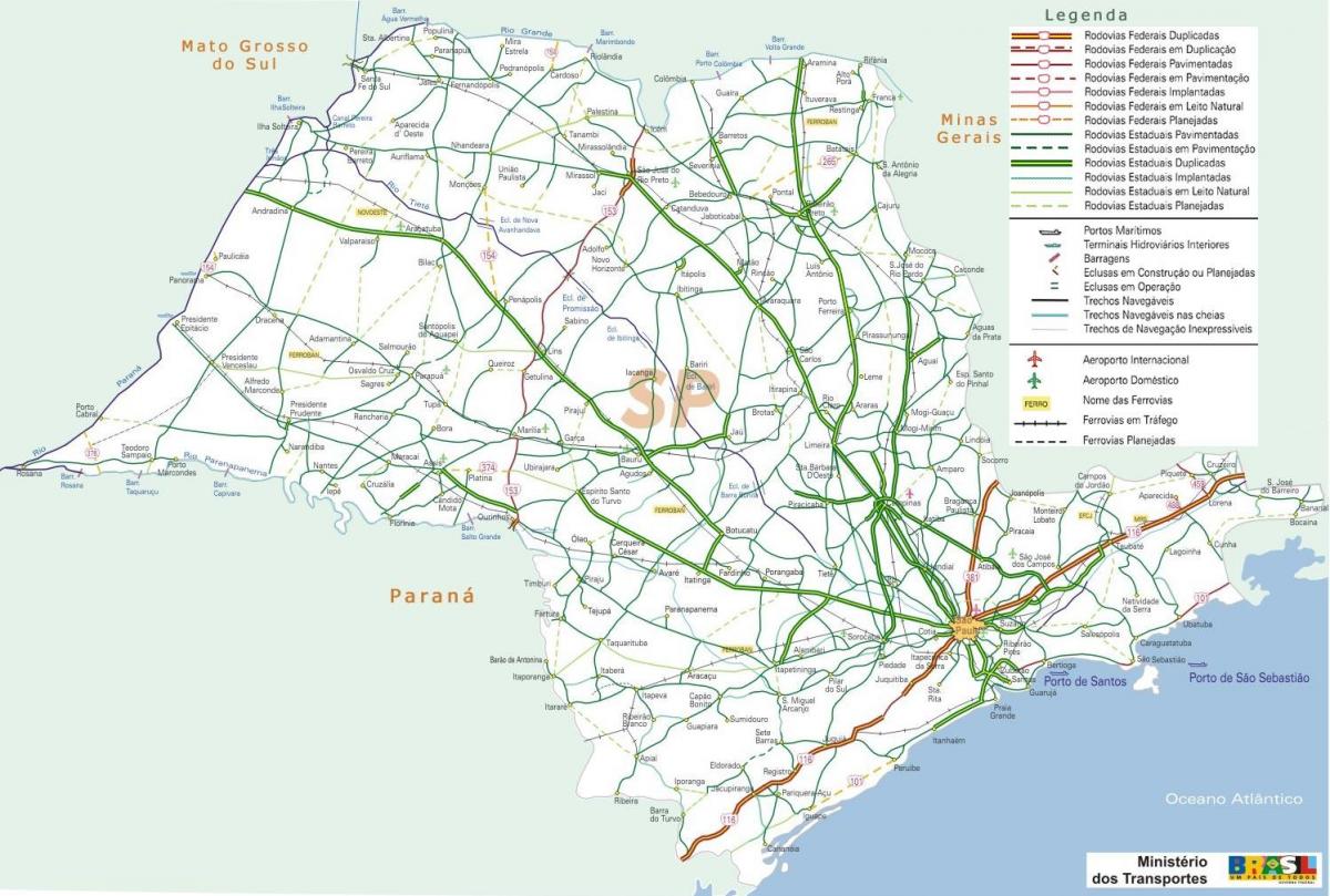 Karta över São Paulo motorvägar