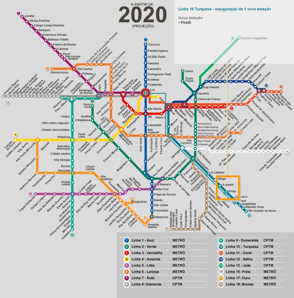 Karta över São Paulo-nätverk metro
