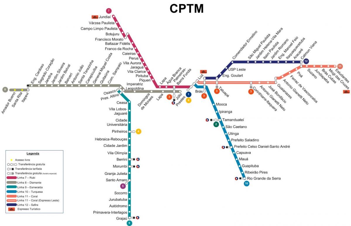 Karta över São Paulo CPTM