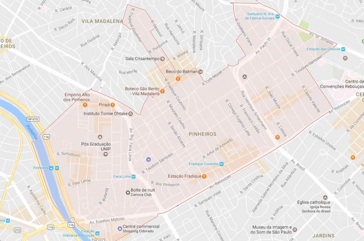 Karta över São Paulo Pinheiros