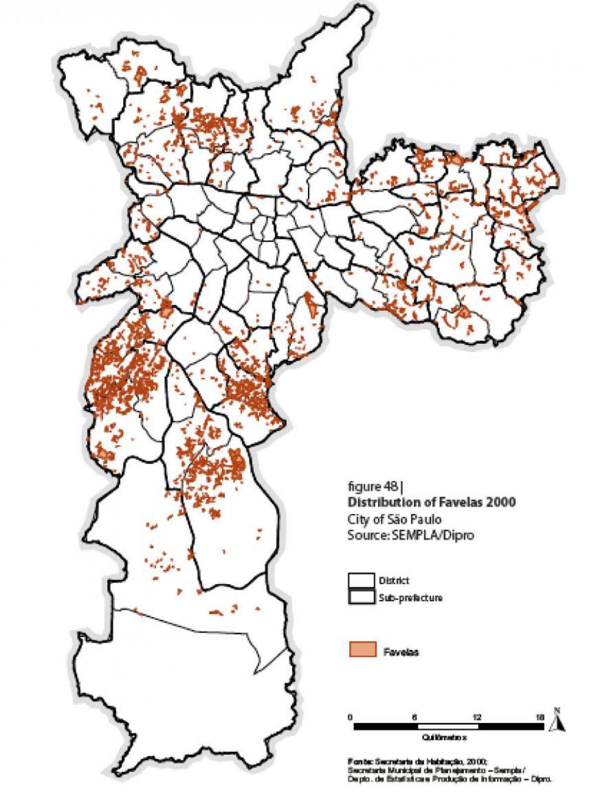 Karta över São Paulos favelor