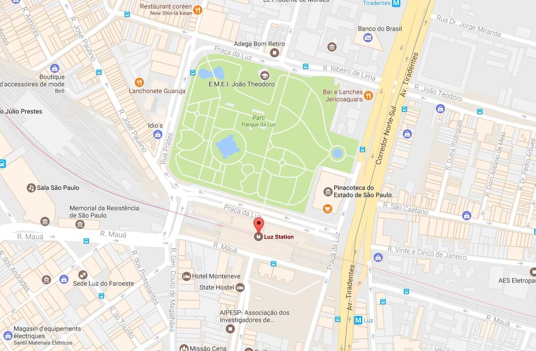 Karta över järnvägsstationen i la Luz São Paulo