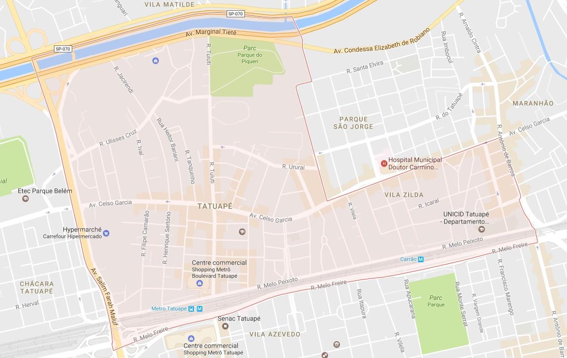Karta över Tatuapé São Paulo