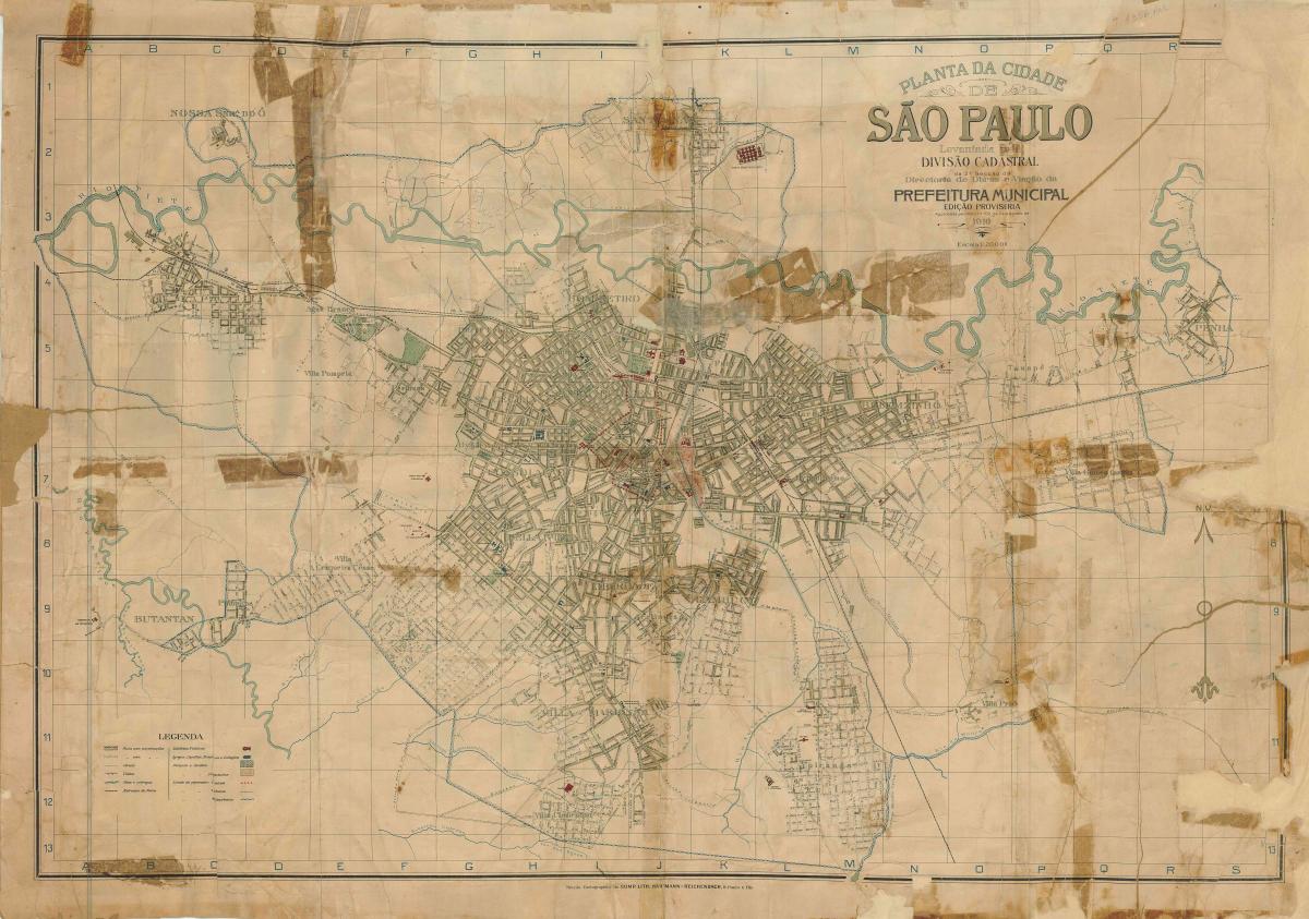 Karta över tidigare São Paulo - 1916