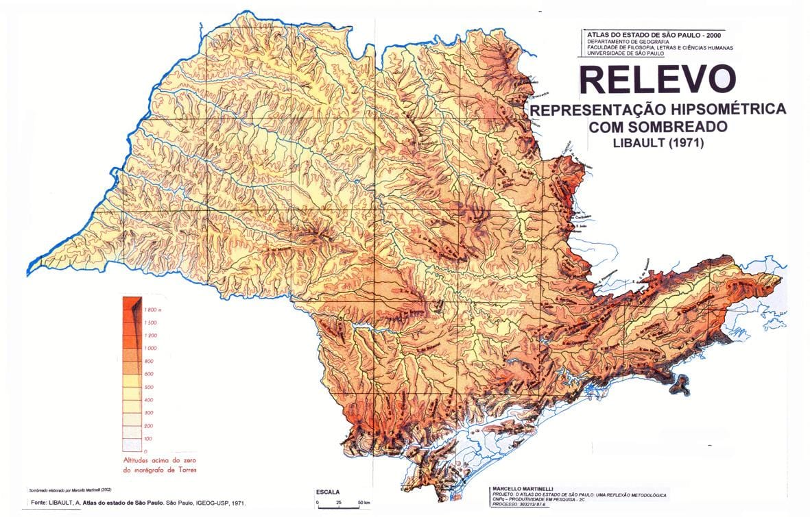 Topografisk karta över São Paulo