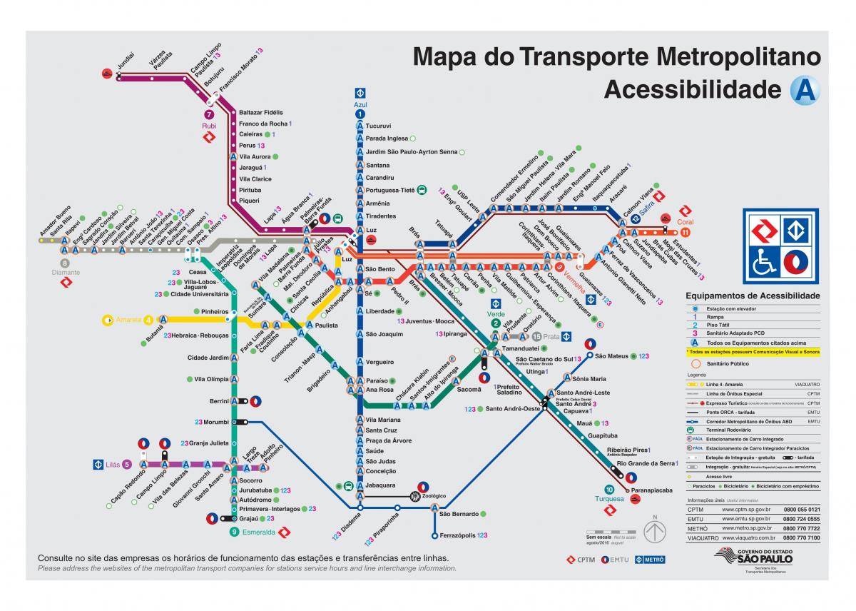 Karta över transport-Sao Paulo - Tillgång för funktionshindrade