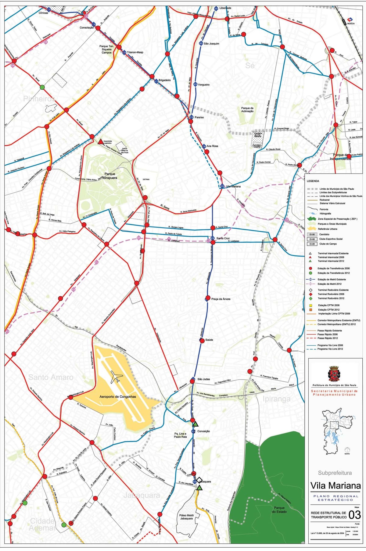 Karta över São Paulo-Vila Mariana - kollektivtrafiken