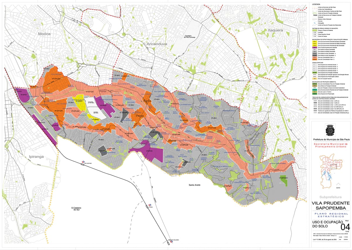 Karta Vila Prudente São Paulo - Ockupationen av mark