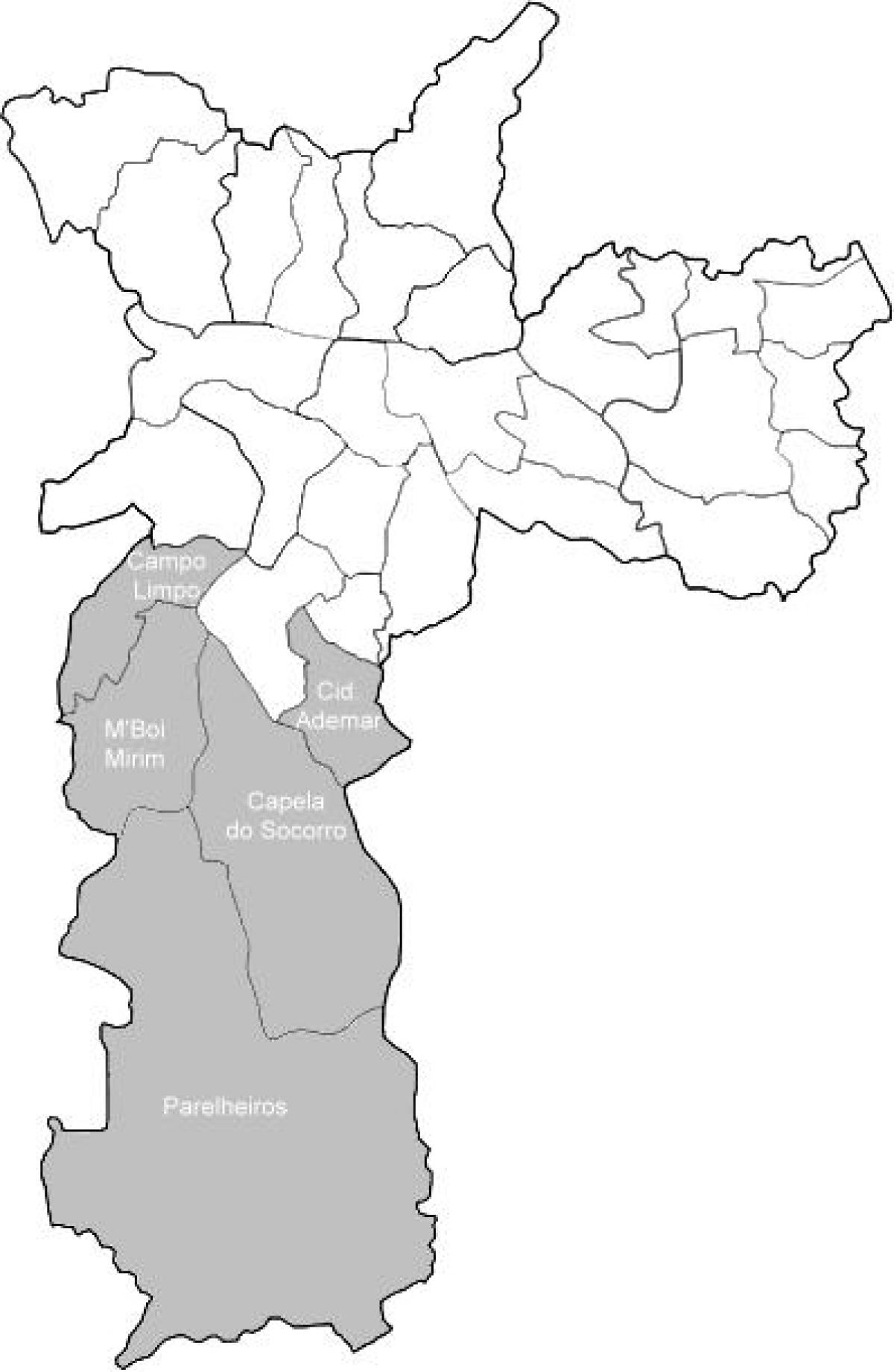 Karta för zon Sul São Paulo