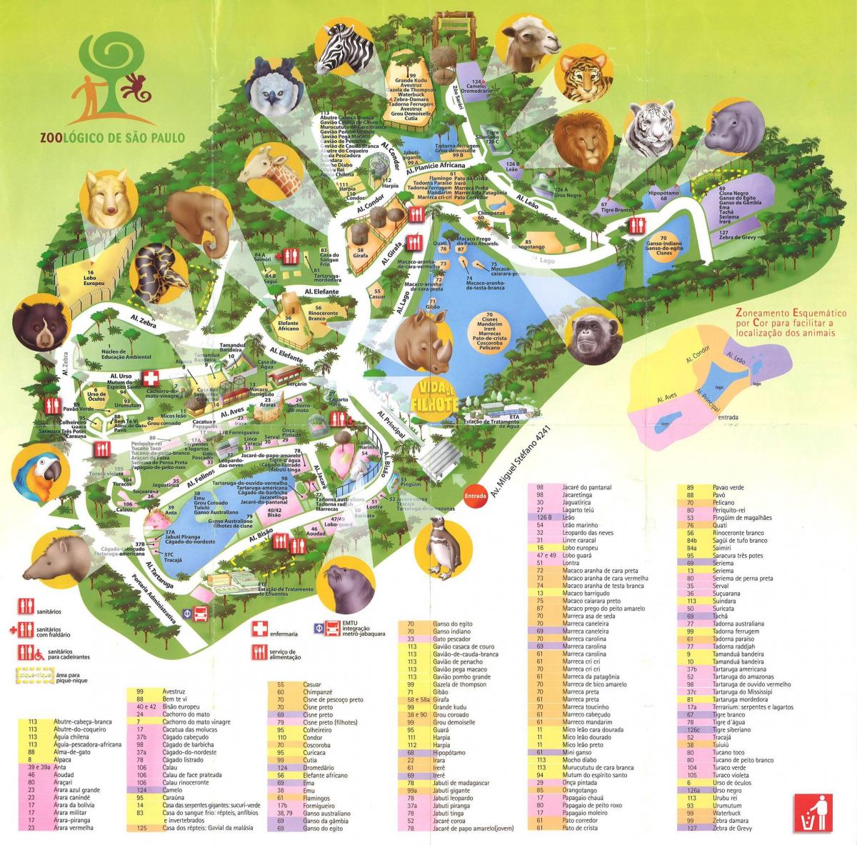 Karta över zoological park i São Paulo