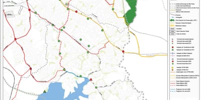 Karta över Cidade Ademar São Paulo - kollektivtrafiken