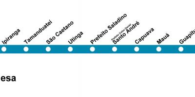 Karta över CPTM São Paulo - Line 10 - Turkos