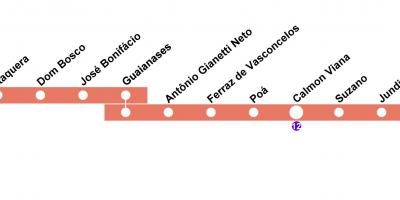 Karta över CPTM São Paulo - Linje 11 - Korall