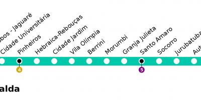 Karta över CPTM São Paulo - Linje 9 - Esmeralde