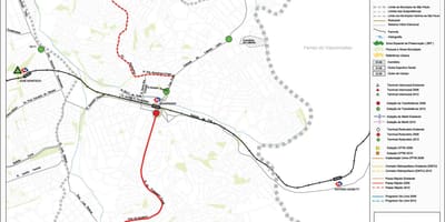 Karta över Guaianases São Paulo - kollektivtrafiken